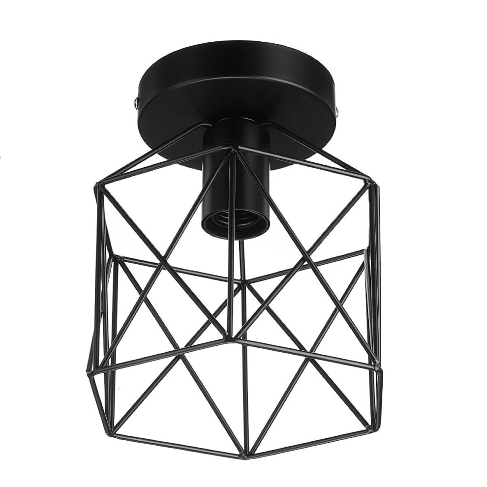(18cm) Vintage Wall Lamp Metal&Wood Frame Flush Ceiling Light Fixture