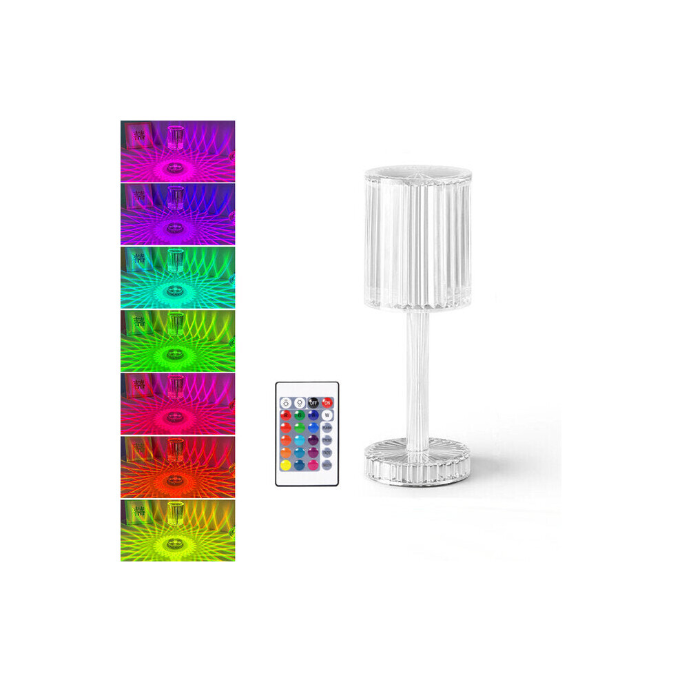 (RGB 16 Colors) LED Crystal Projection Desk Lamp Restaurants Bar Bedside Decoration USB Table Light RGB Remote Control Romantic Night Lights