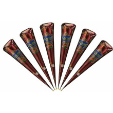 6pcs Fresh Quality Dark Brown Natural Henna Mehndi Cones Temperory Tattoos-yky