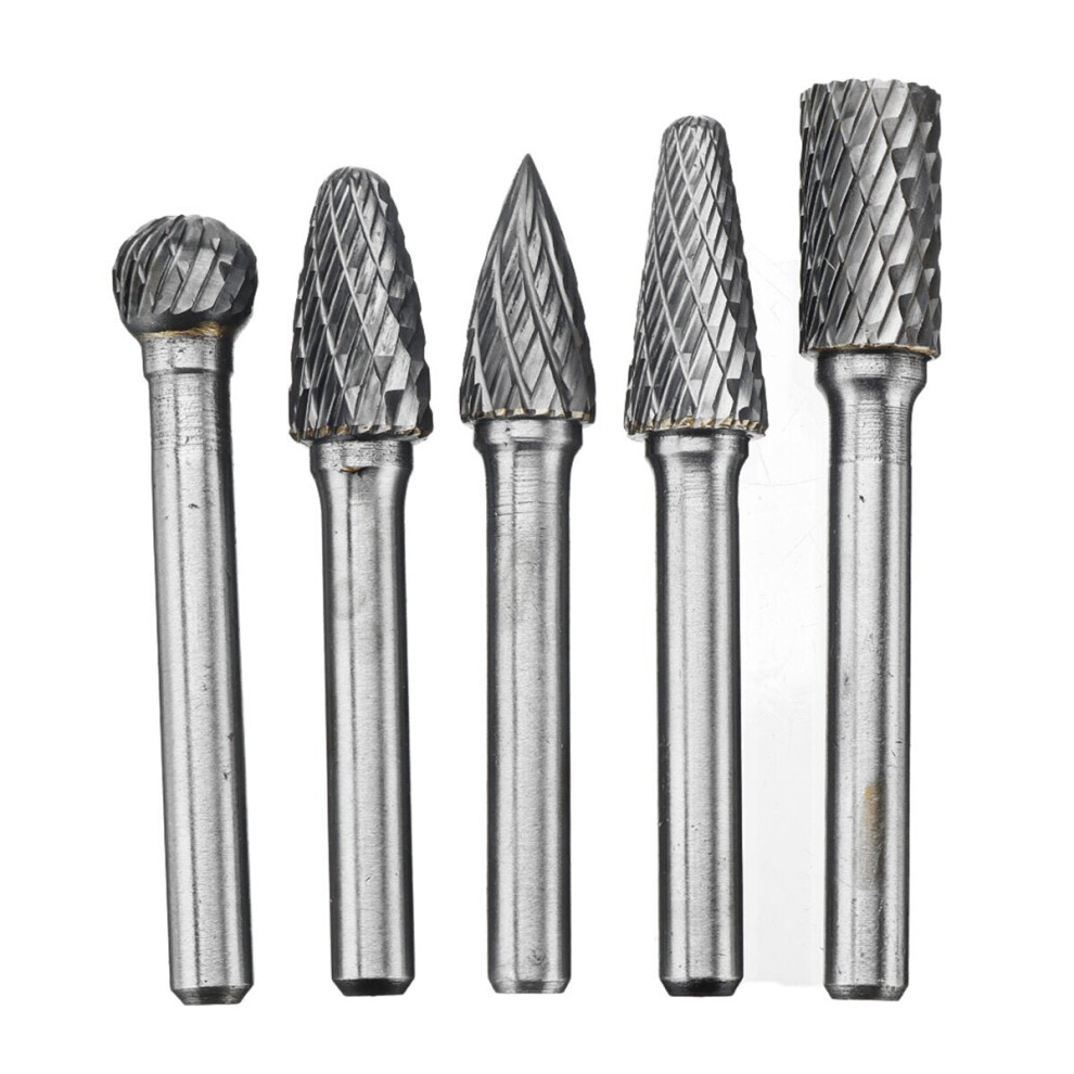5Pcs 6Mm Shank Tungsten Carbide Burr Rotary Cutter File Set Engraving Tool 1138392174760