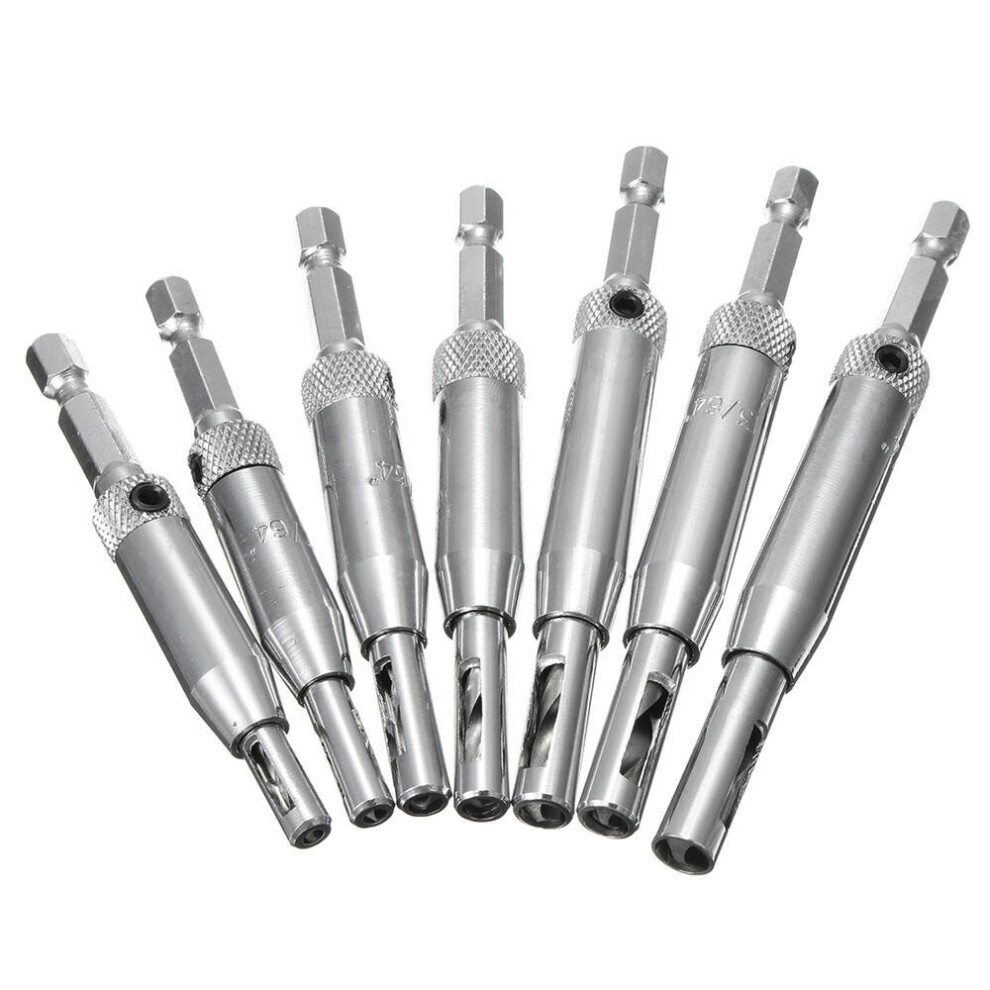 7Pcs Hss Self Centering Hinge Drill Bit Door Window Cabinet Woodworking Hole Puncher 1138392176634