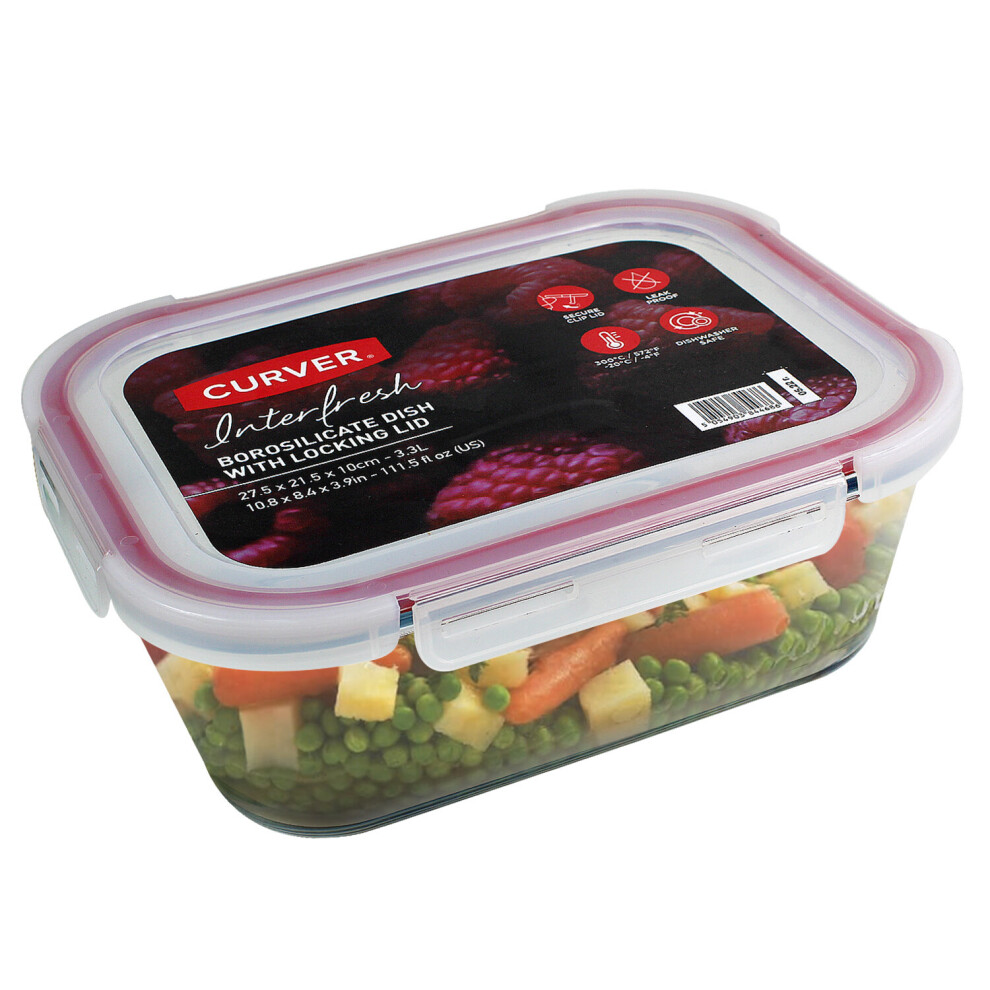Curver Glass Dish Airtight Food Storage Oven Freezer Safe 
