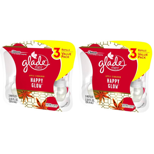 Glade 6 X Glade Electric Plug In Refill Apple Cinnamon Happy Glow