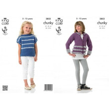 King Cole Big Value Knitting Pattern 3853 Kids 24 - 32 Inches Tops, Cardigans