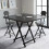 Living And Home (Black) 80cm Folding Dining Table and 2 Chairs Space Saving Kitchen Table Chairs Set 1