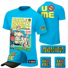 ( Light Blue, XXS (Fit 130-140cm tall)) T shirt Hat cap Wristbands Sweatband boys mens for John Cena children 5pcs