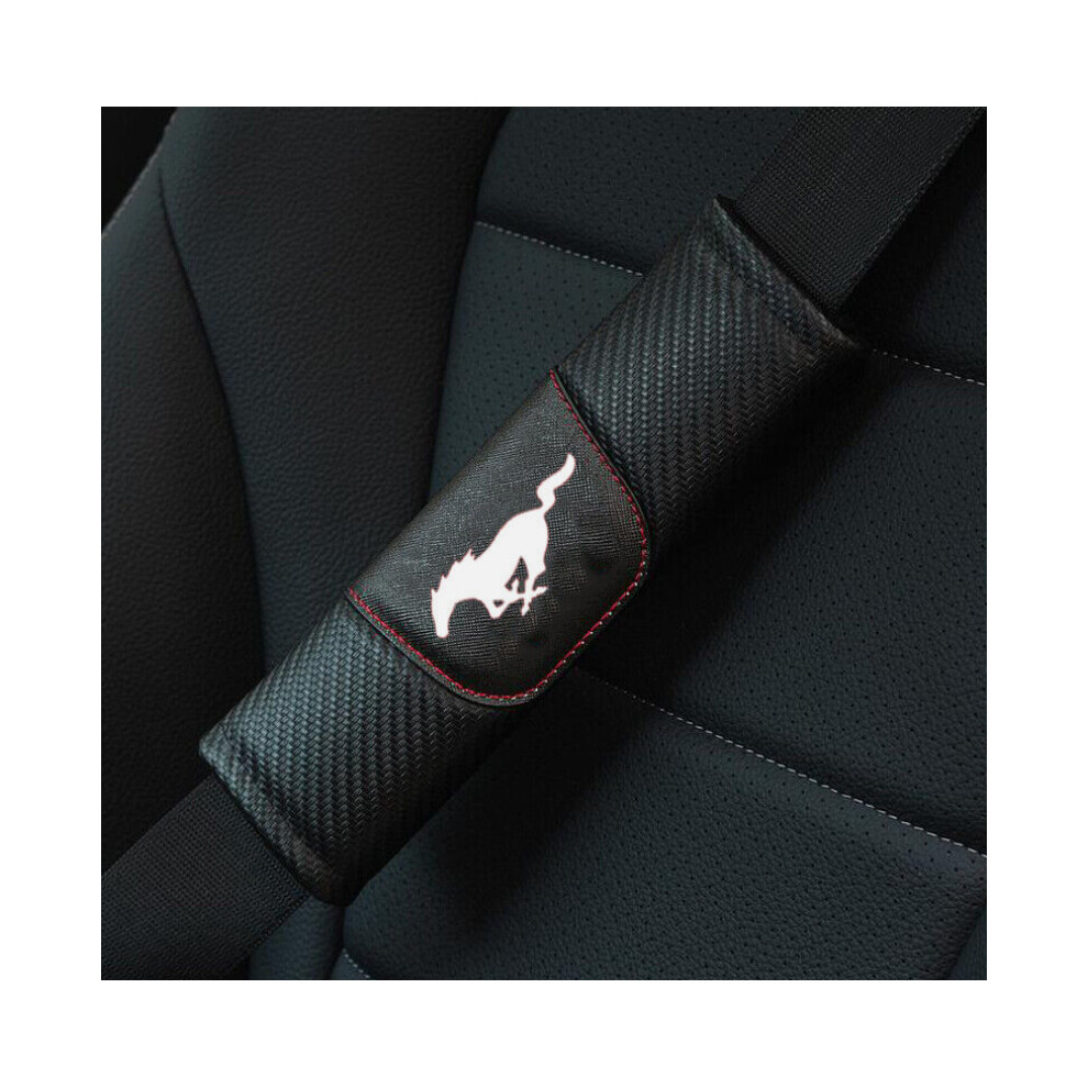 2Pcs Fashion Carbon Fiber Leather Car Seat Belt Shoulder Pad For Ford Mustang 5601103454933