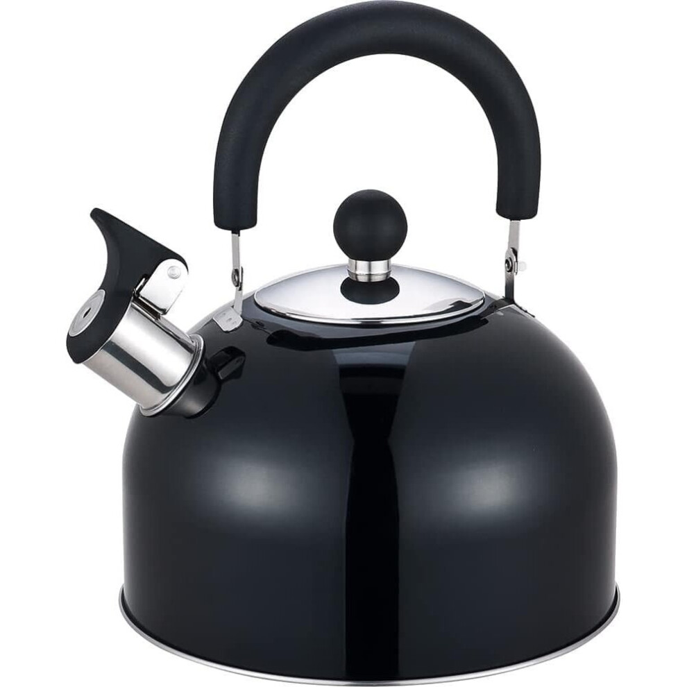 (Black Kettle) MantraRaj Whistling Kettle 2.5L Stainless Steel Stovetop Kettle for Gas Stove or Induction Hob Boil Teapot Coffeepot for Indoor & Outdo