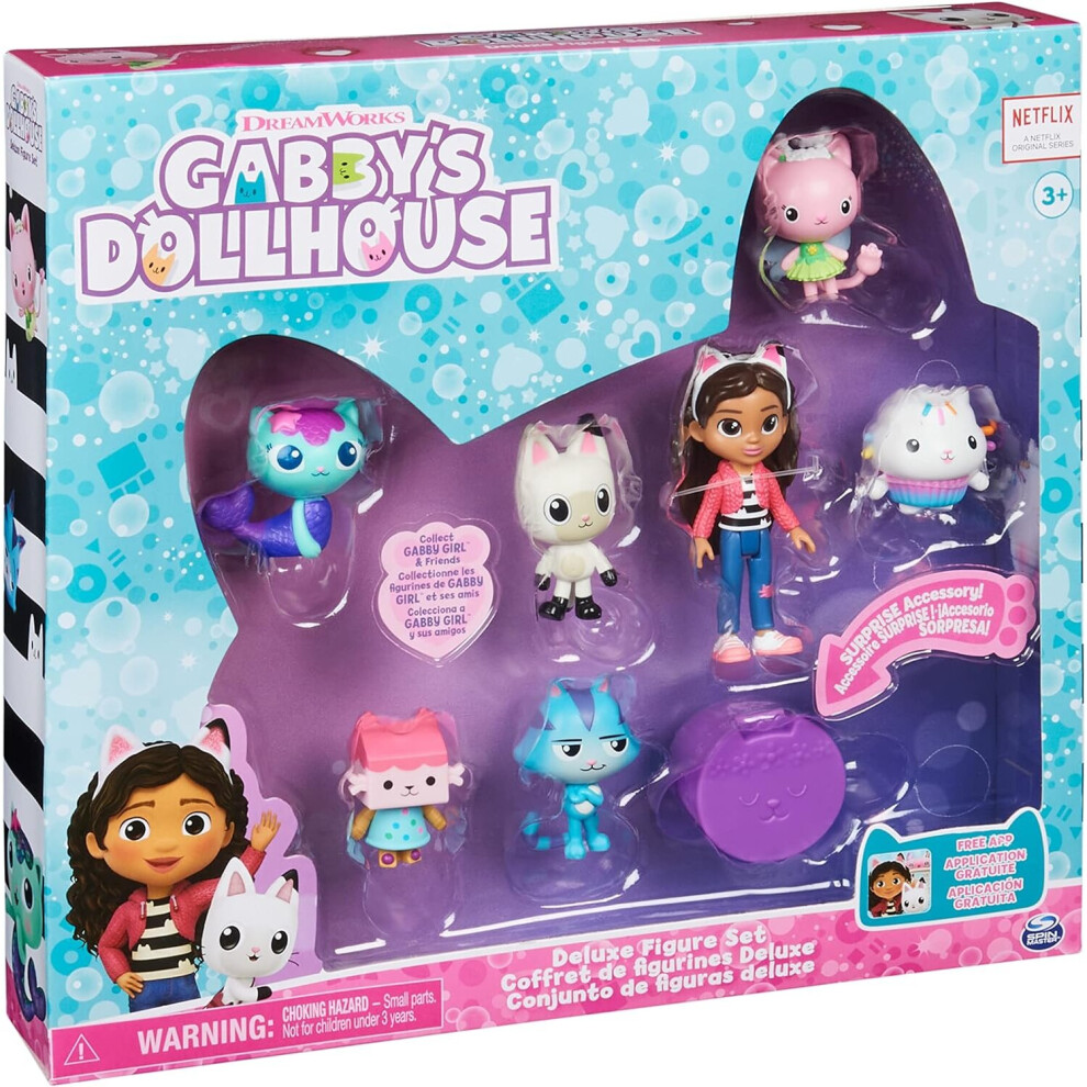 Gabby Dollhouse Deluxe Figure Gift Set with 7 Toy Figures and Surprise Accessory Kids Toys for Ages 3 and above