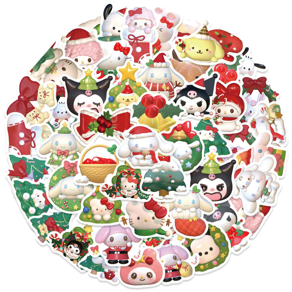 50 PCS Christmas Stickers, Santa Claus Stickers Set Waterproof Vinyl Christmas Holiday Stickers Card Notebook Decorate for Xmas New Year Eve