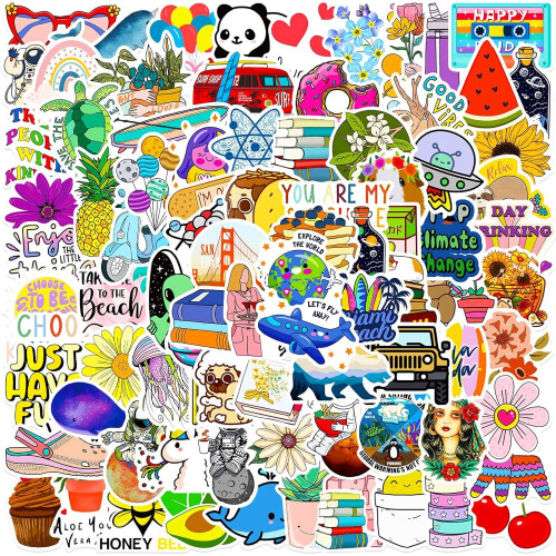 Summer Stickers 100 Pcs Cute Aesthetic Stickers for Water Bottle,VSCO ...