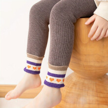 1pc Girls Kids Fleece Warm Elastic Soft Leggings Striped Heart shaped Printing Leggings Pants Bottoms Childrens Pantyhose