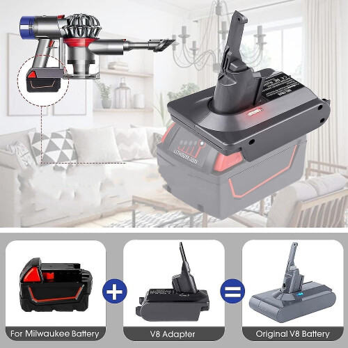 Milwaukee M18 18v/20v Lithium Battery Converter To Dyson V8 Animal V8 Fluffy Motorhead Carbon Fiber Cord-free Handheld Vacuum Cleaner