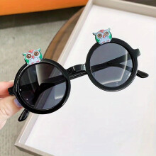 1pc Boys Girls Teen Owl Round Frame Sun Protection Sunglasses Decorative Accessories For Traveling Party Gift Outdoor Activities