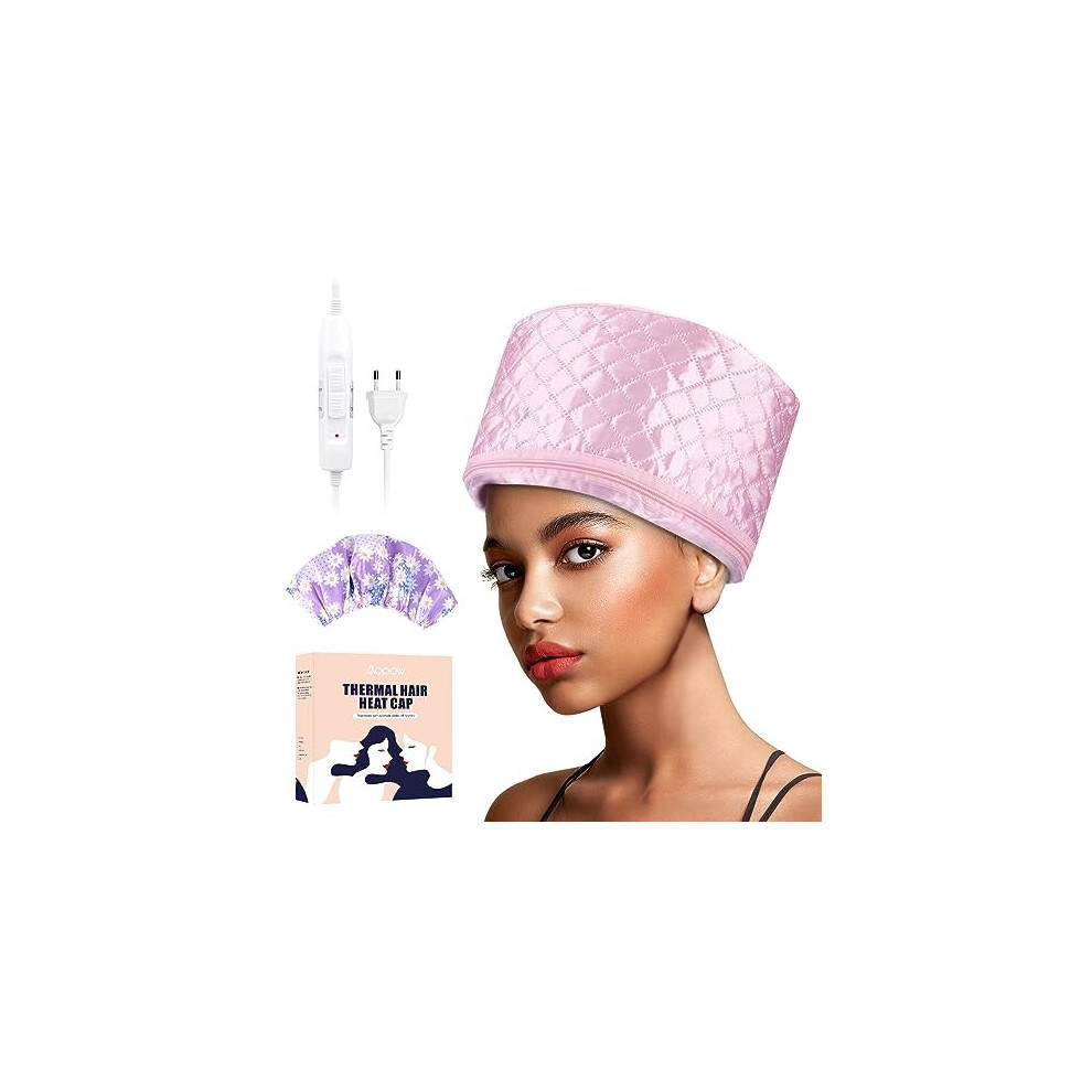 Hair Cap Treatment Steamer - Deep Conditioning Thermal Heat Caps Electric for Afro Hair Hot Care Hat Home Spa with 2 Mode/Pink (UK Plug)