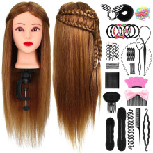 Frcolor Mannequin Head Set With Hair Salon Training Head Stand Set Hair Training Model Hairdressers Free Table Clamp And Braid Set Salon Styling Beaut
