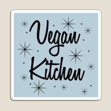 Fridge Magnets "Vegan Kitchen" Vintage Inspired Design Lt. Blue  Acrylic Meme Decoration for Home Kitchen Office