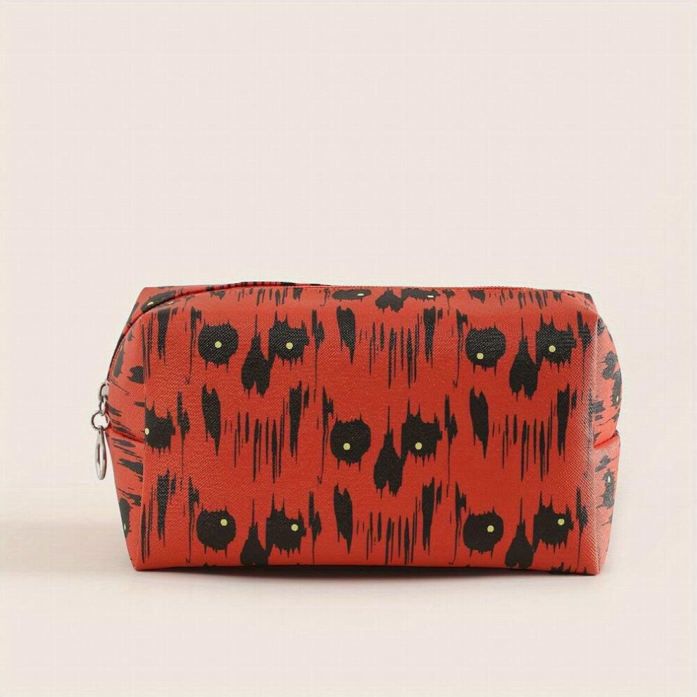 Halloween Cartoon Graphic Makeup Bag Square Zipper Roomy Cosmetic Bag For Women Travel Toiletry Bag Accessories Organizer Gift