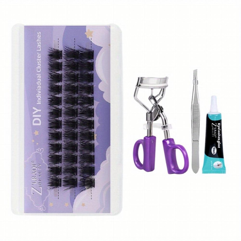 3 Rows Feather Fan Lashes Flame Wheat Style Cluster False Eyelashes Natural Thick Segmented Lazy Makeup For Novice With Glue Tweezers Eyelash Curler