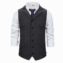 Mens suit vest business vest single-breasted lapel vest formal party retro suit