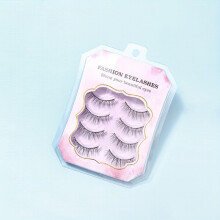 4 Pairs Strip False Eyelashes V shaped Cross Wispy Eyelashes Fine Stems Natural Look
