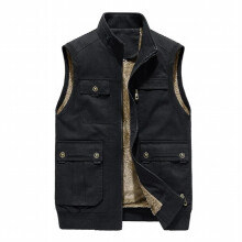 Velvet Thick Vests For Man Steampunk Waistcoat Zipper closed Multi-pocket Vest Groomsmen Wedding Vests Men Clothing Plus Size