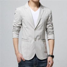 Beige 2 Buttons Blazer Suit Dress Jacket Coat Men High Cotton Slim Fit Suits Blazers for Boys