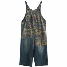 Loose Denim Overalls For Women Wide Leg Femme Trousers Casual Comfort Denim Mom Pants Washed Jean Pants