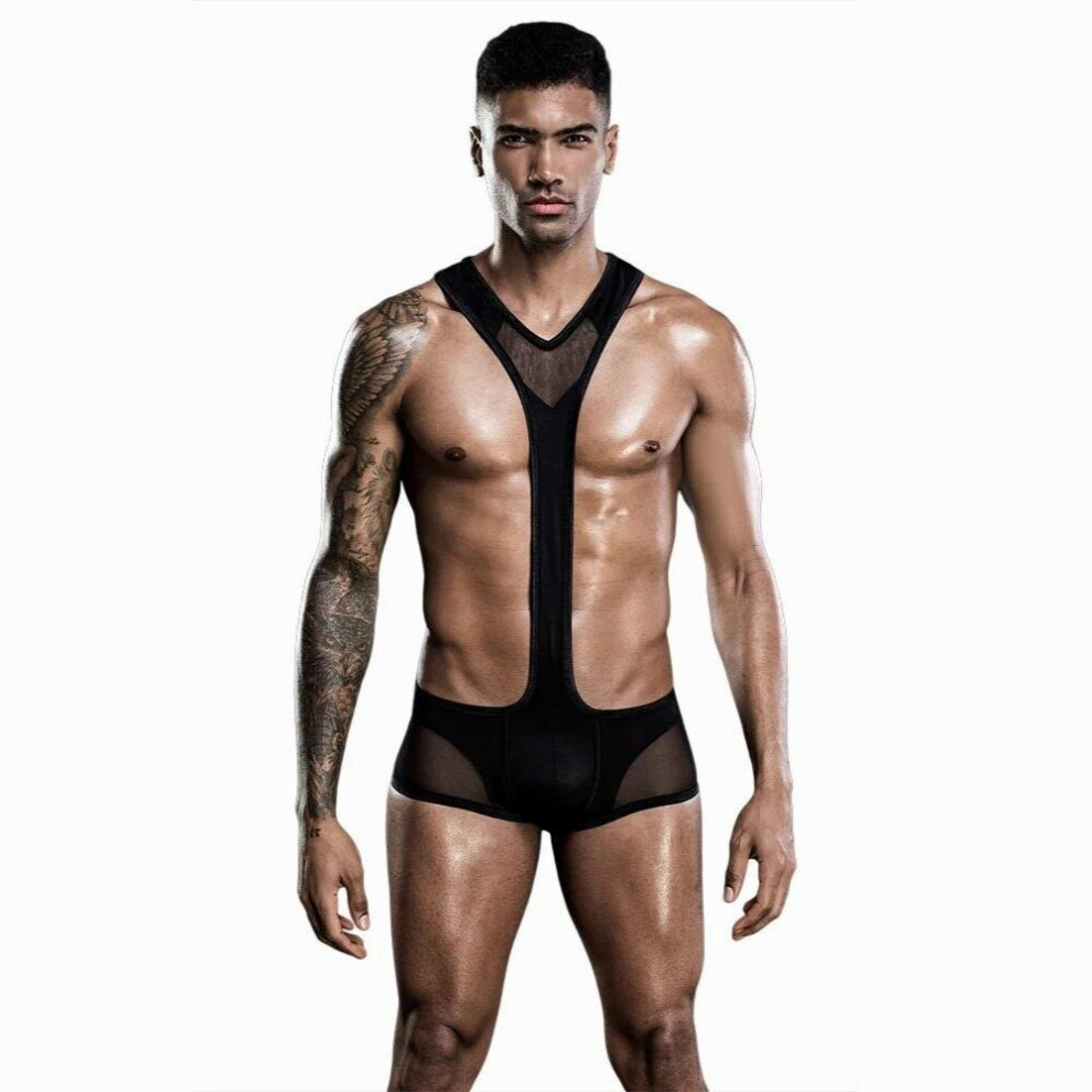 Mens Role Play Sexy Lace Mesh Bodysuit Cosplay Gay Bar Dance Costume