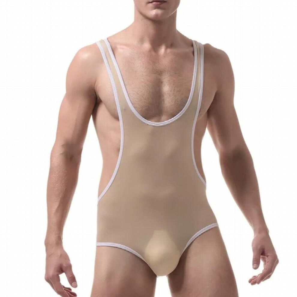 Multicoloured Sexy Men Bodysuits Jockstrap Ultra-Thin Ice Silk Transparent Jumpsuit Wrestling Singlet Gay Underwear Lingerie Erotic Undershirt