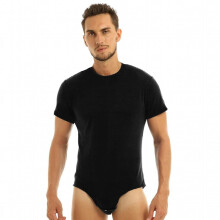 Mens Lingerie Sexy Bodysuit Romper Pajamas Sexy Bodysuit Diaper Adult Babies Round Neck Press Crotch T-shirt Bodysuit