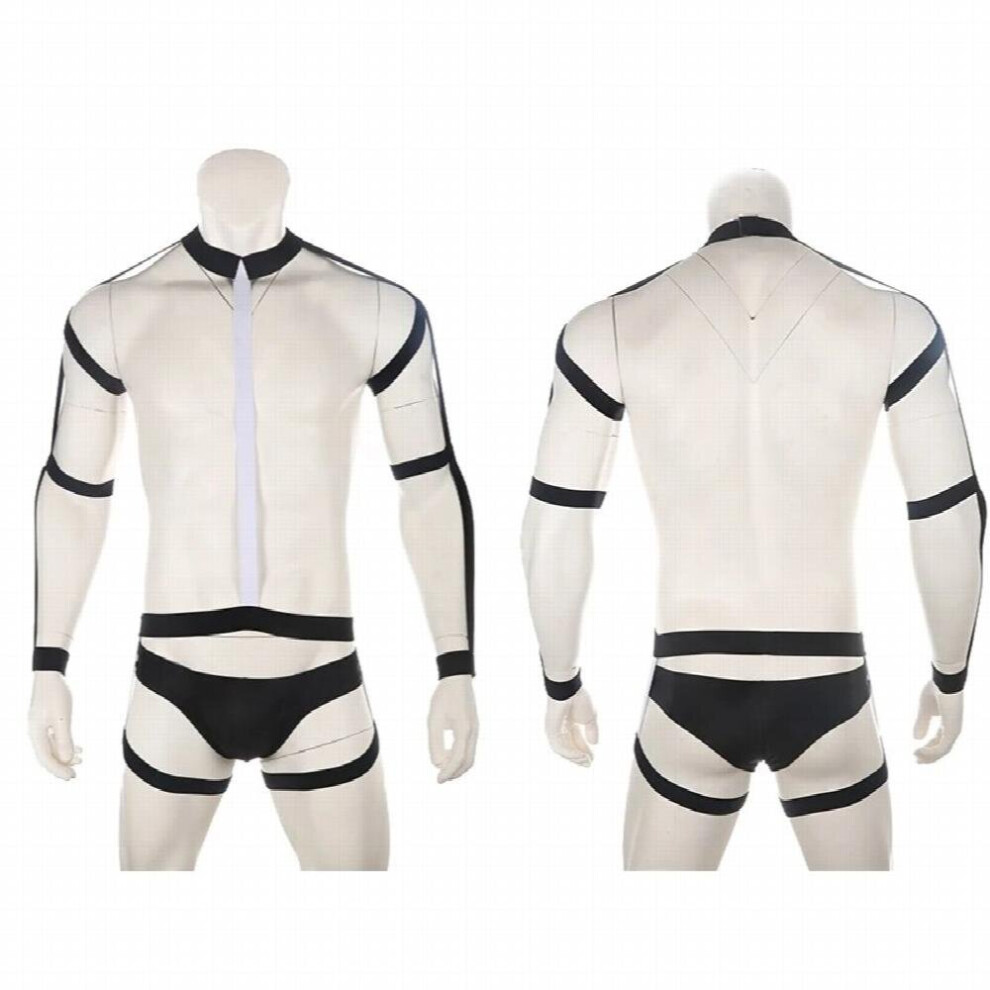 Multicoloured Mens Sexy Harness Set Bdsm Exotic Lingerie Bondage Body Halter Belt Jumpsuit Elastic Fetish Costume With Briefs