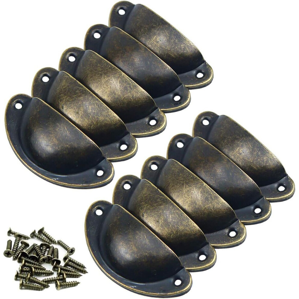 Door Knobs Set Of 10 Handles Vintage Furniture Knobs Metal Drawer Knobs Shell And Furniture Knob For Cupboards Wardrobe Dresser Drawers Antique Brass 7770197805469