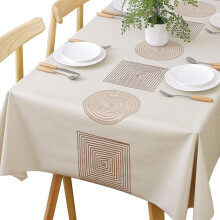 Heavy Duty Vinyl TableclothPlastic Tablecloth for Kitchen Dining TableWipeable PVC Waterproof Tablecloth(137.16 cm x 137.16 cm, Geometric)