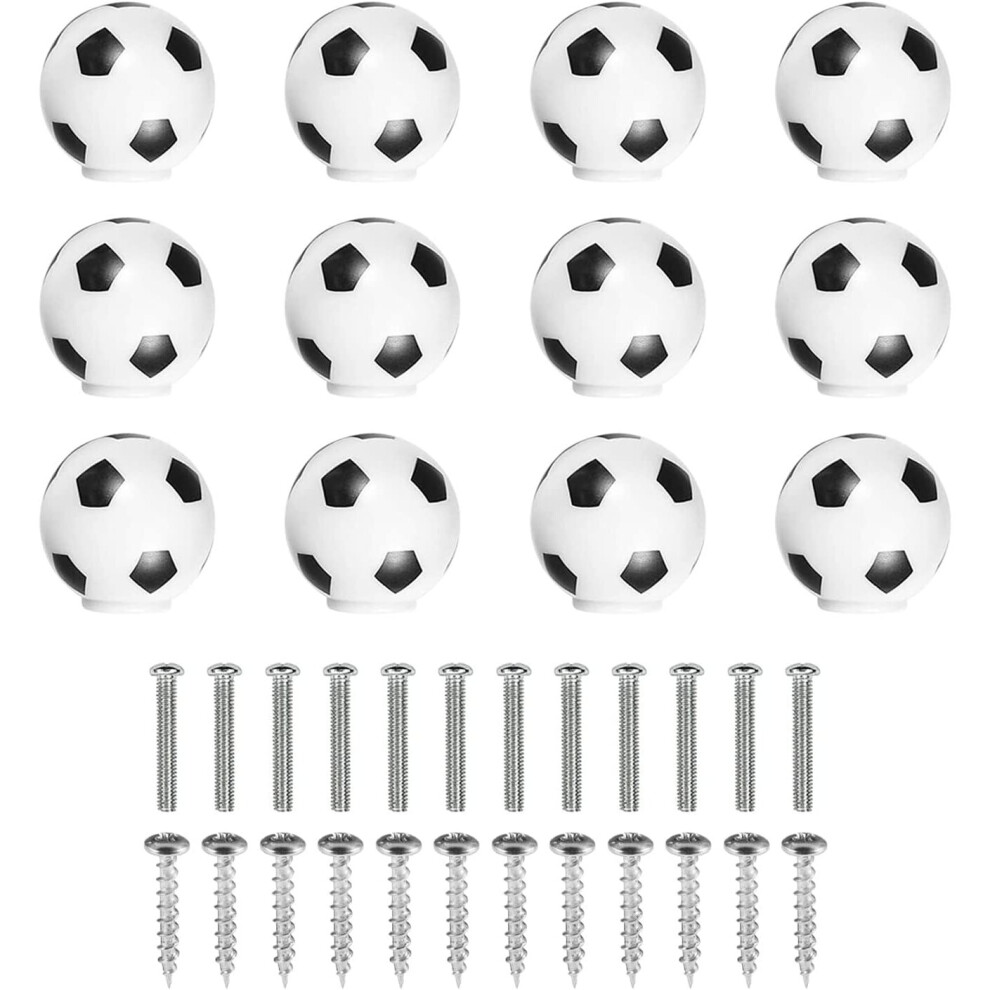 12Pcs Furniture Knob,Children's Football Knob,With 2 Screw Sizes,Furniture Handle For Drawer,Cabinet And Wardrobe 7770197805681