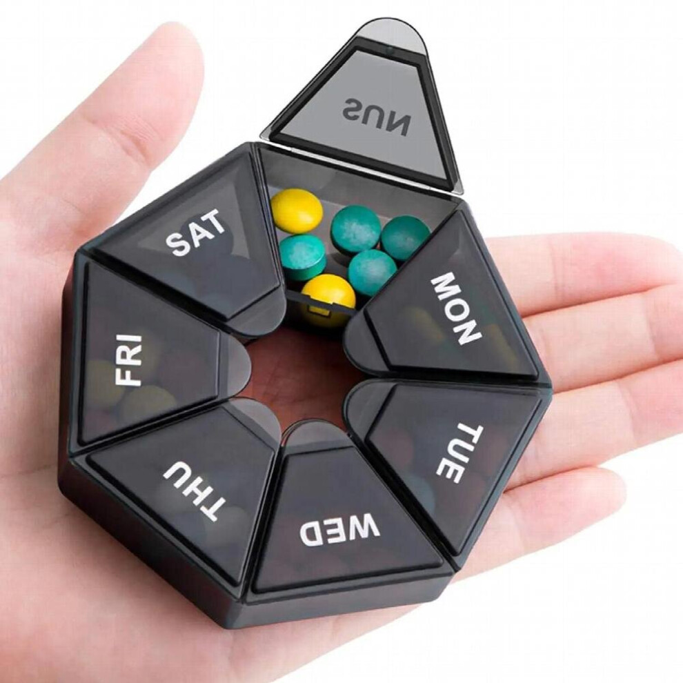 Multicoloured Weekly Pill Organizer Storage Case 7 Compartments For Pocket Or Travel Small Portable With Lid Pill Container Pill Case Pill Box