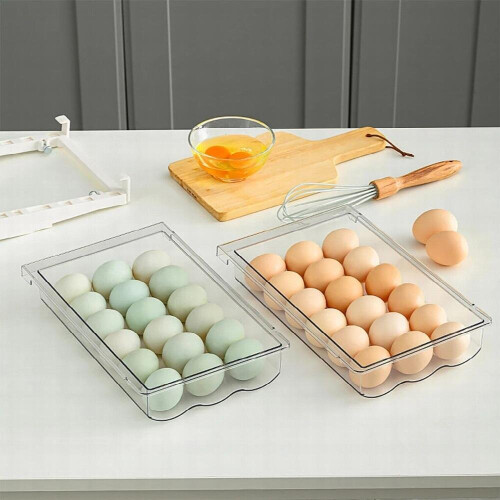Egg Storage Box PET ABS Kitchen Fridge Vegetable Boxes Food Containers Holder Multifunction Refrigerator Rack Drawer 2