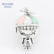 Fine Jewelry 925 Sterling Silver Lovely Propeller Hat Boy Charm beads Fits Pandor Bracelet Bangle DIY Jewelry Making