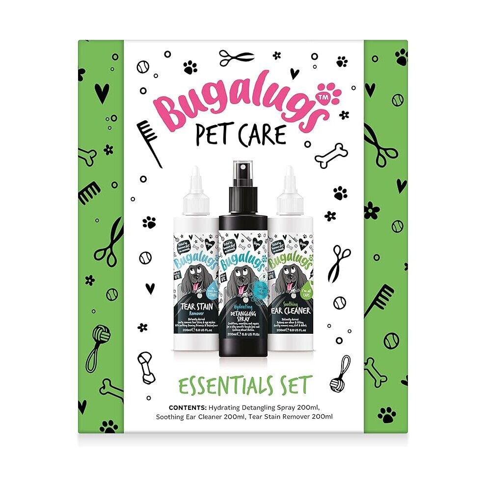 Bugalugs Spa Gift Set For Dogs With Ear Cleaner, Detangle Spray & Eye Wash, Dog Birthday, Dog Birthday & Christmas Present, (Essentials)