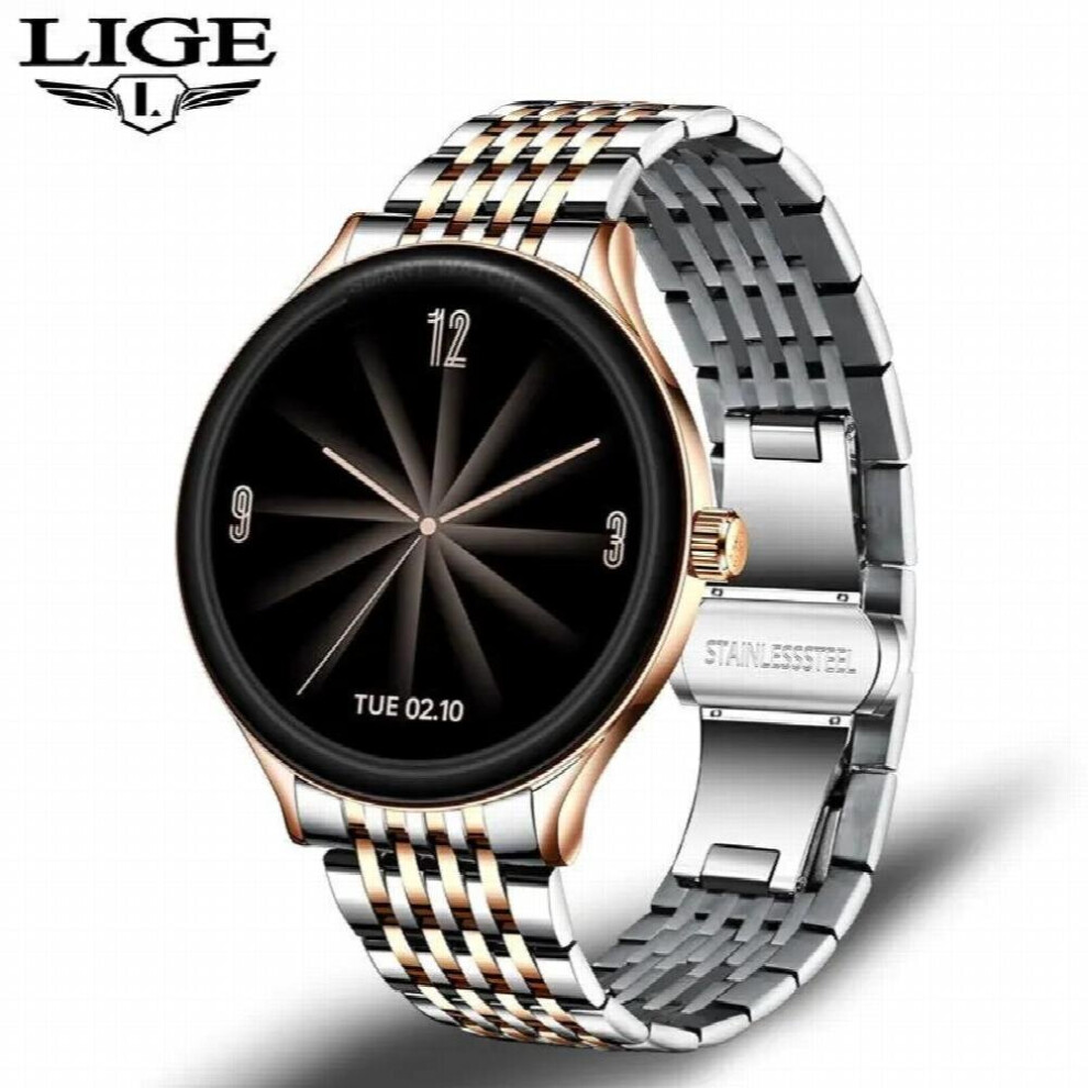 Lige Men Smart Watch Heart Rate Meter Pedometer Blood Pressure Multi-Function Bracelet Bluetooth Sports Smartwatch Mens Relogio Gold 885653173321