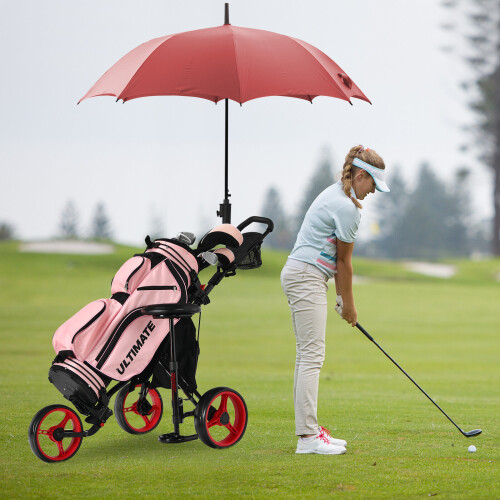 Casart 3 Wheels Golf Push Cart Golf Pull Trolley 4 Height Positions W/ Umbrella Holder 2