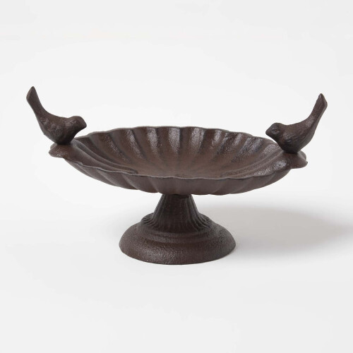 Homescapes Homescapes Decorative Birds Scalloped Oval Bird Bath Cast Iron
