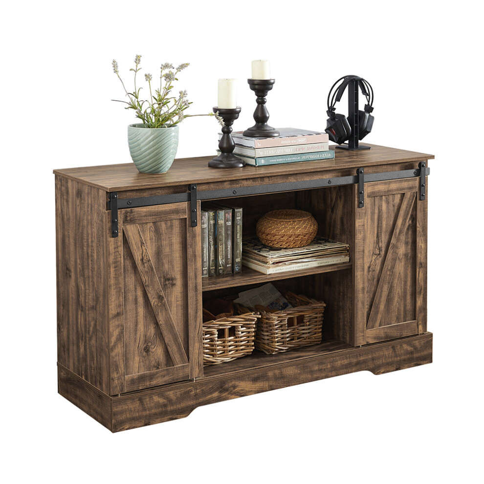 SoBuy FSB60-N,Storage Cabinet Sideboard with Sliding Doors,Dark Brown