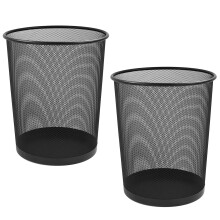(Black, Pack of 2) KAV Lightweight Metal Mesh Wastebasket Paper Bin