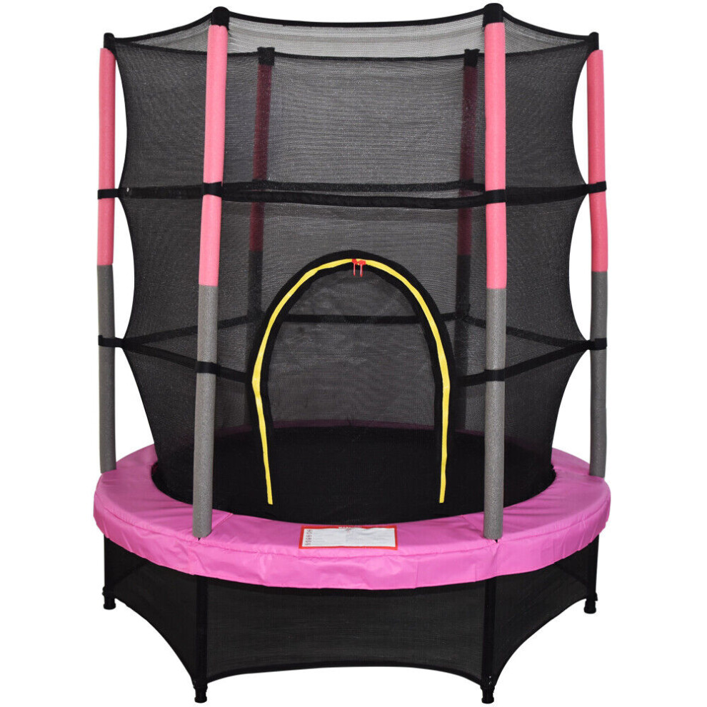 4.5FT 55" Junior Kids Child Trampoline Set With Safety Net Enclosure