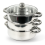 NEW 3PC STAINLESS STEEL STEAMER COOKER POT SET PAN COOK FOOD GLASS LIDS COOKWARE 2