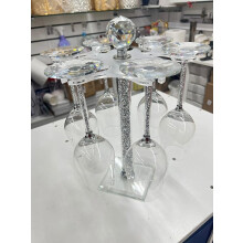 Silver Wine Glass Holder Stand With 6 Hooks Perfect For Home Décor