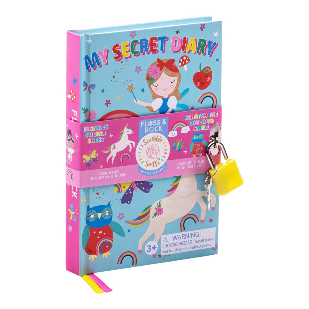 Floss & Rock Lockable Secret Diary Kids Lock Key Girls Scented Eco Journal Rainbow