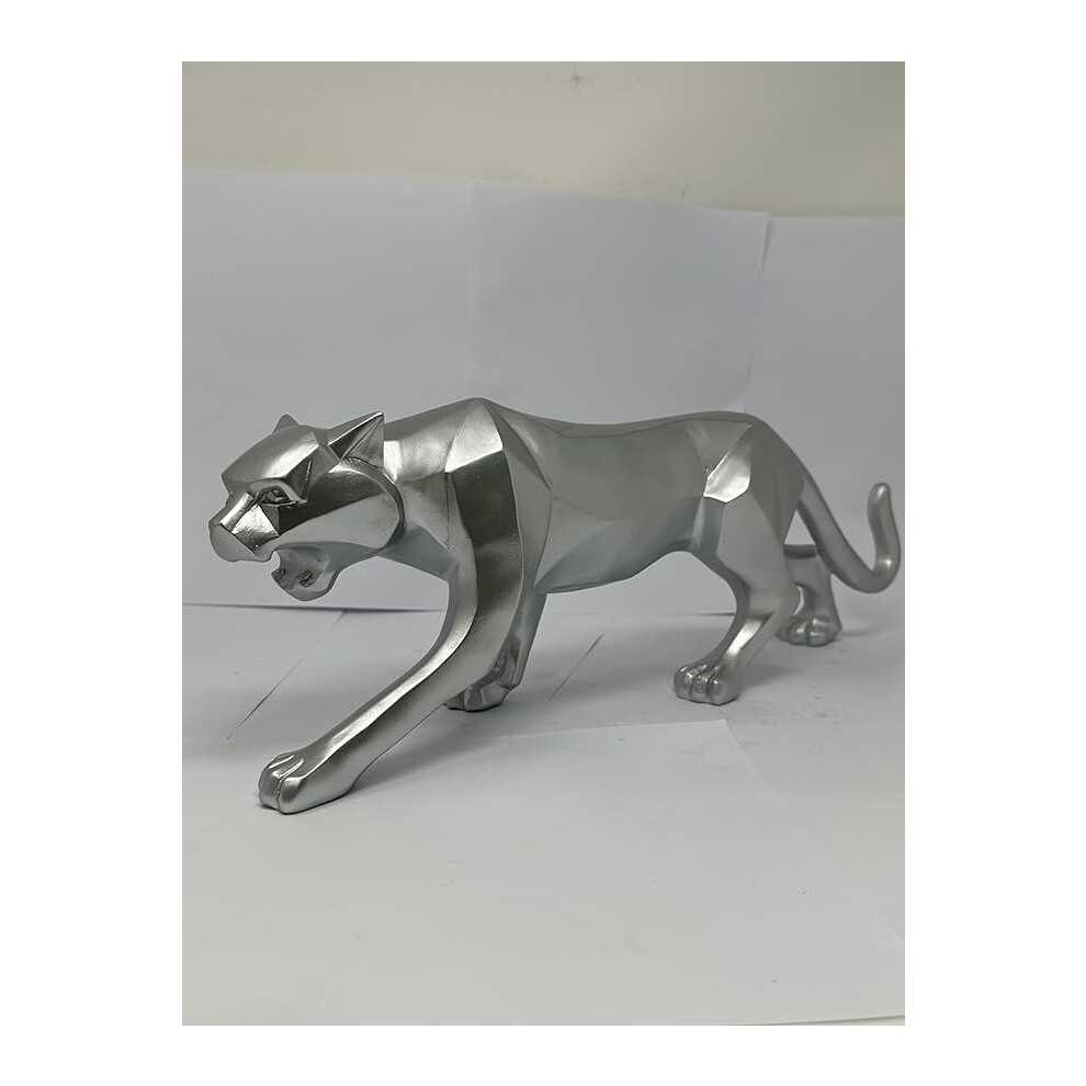 Silver Wildlife Abstract Prowl Panther Sculpture Jaguar - 23cm Legnth