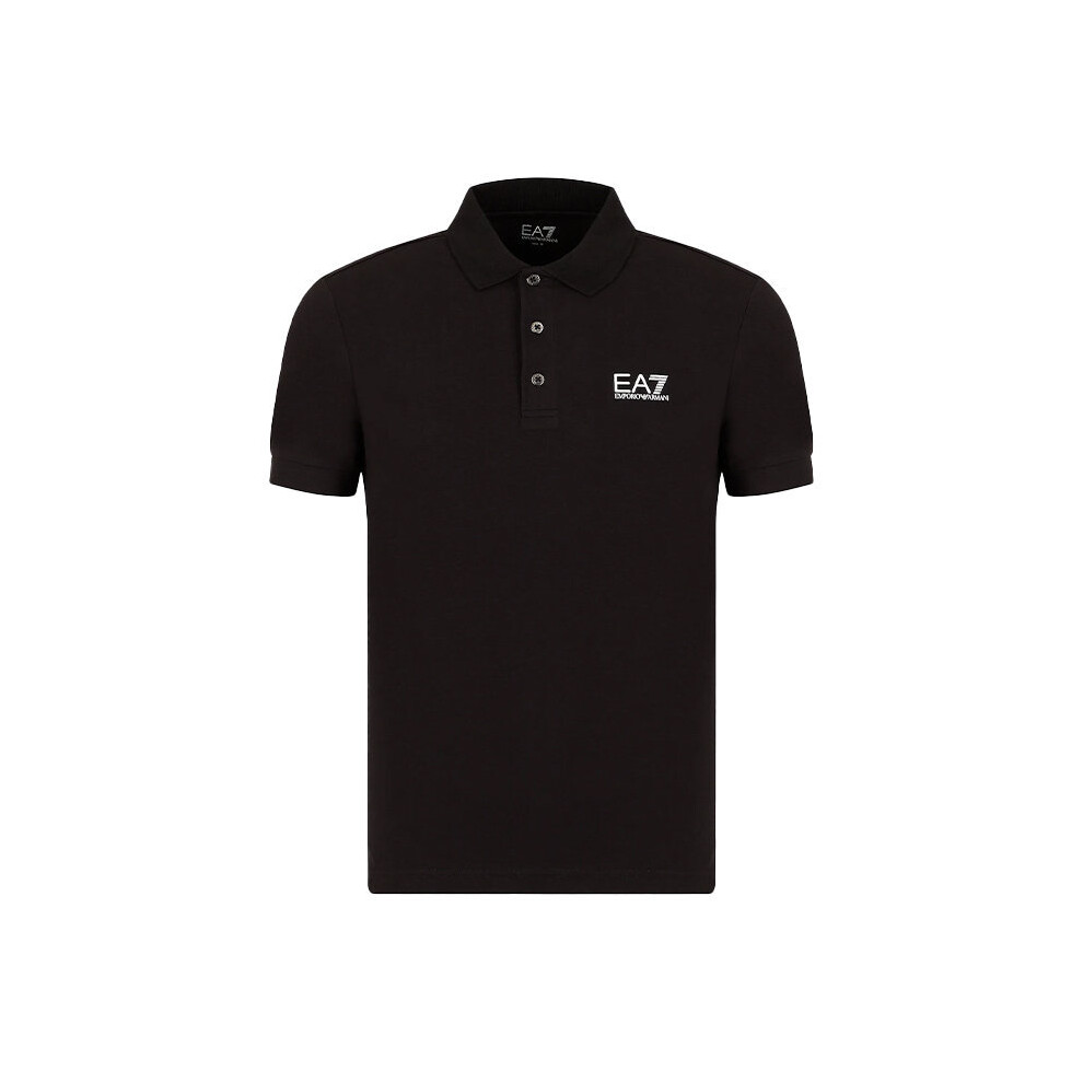 (Black, L) Emporio Armani EA7 8NPF04 PJM6Z Mens Polo T Shirts